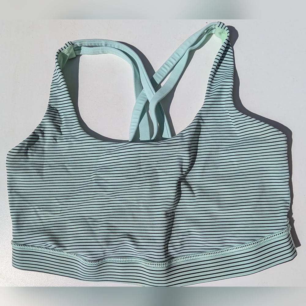 Lululemon Athletica Light Green Striped Sports Bra